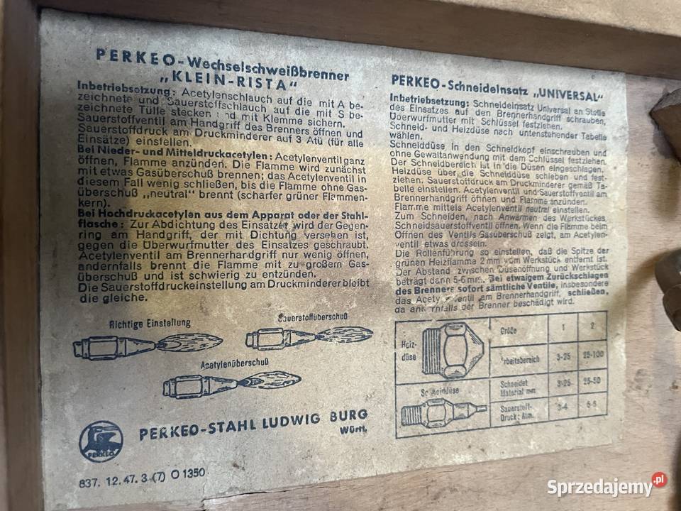 Perkeo zabytkowy palnik do spawania gazowego warmińsko-mazurskie Lidzbark Warmiński