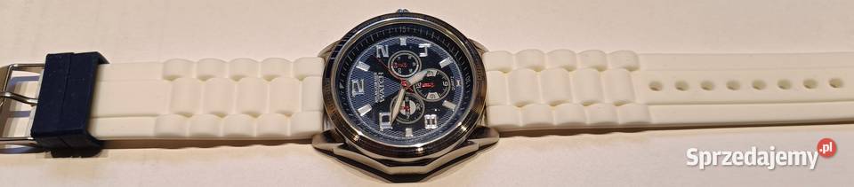 NOWY sportowy zegarek z białą bransoletką ładny