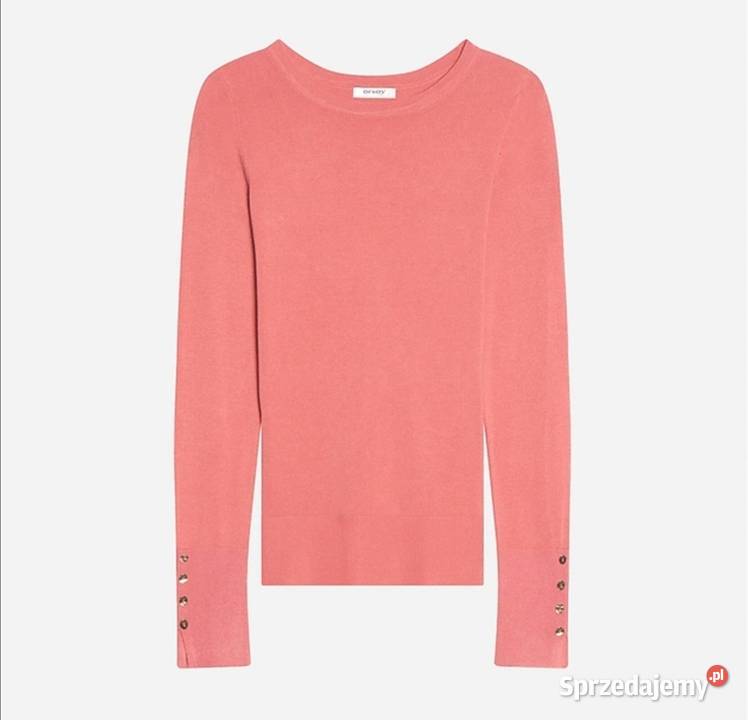 Nowy dopasowany sweter z guzikami koralowy z Warszawa sprzedam