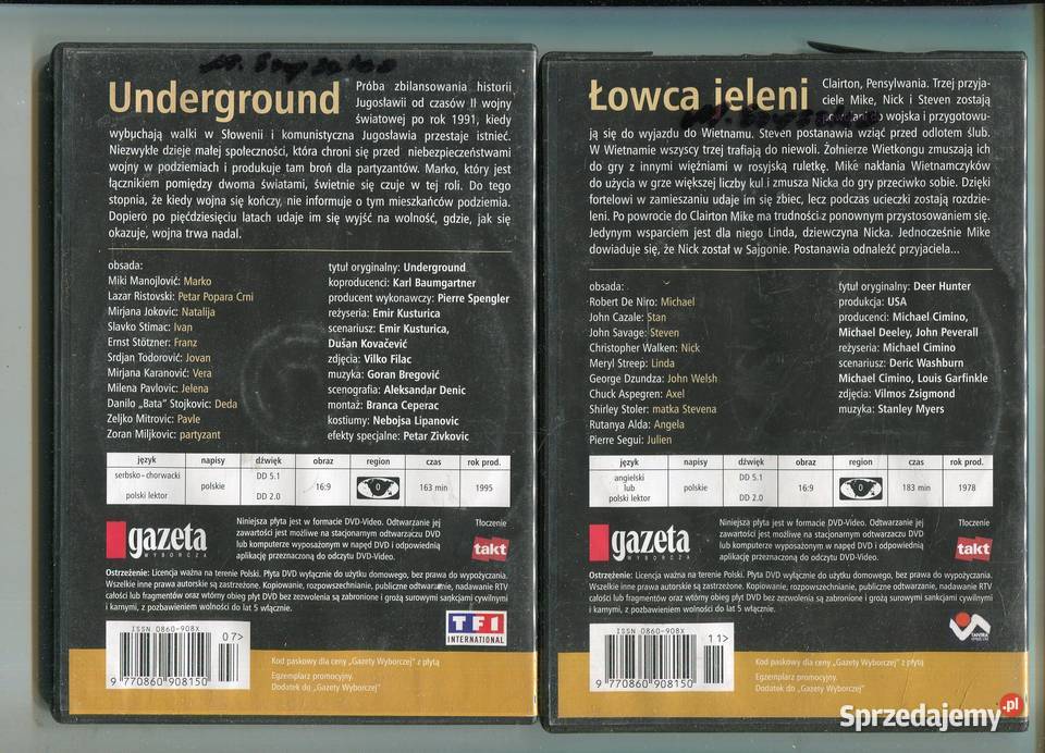 Łowca jeleni Underground 2 filmy DVD Szczecin
