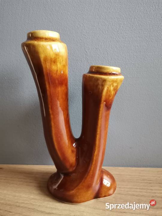 Stary wazon świecznik ceramika design PRL 1960 śląskie sprzedam