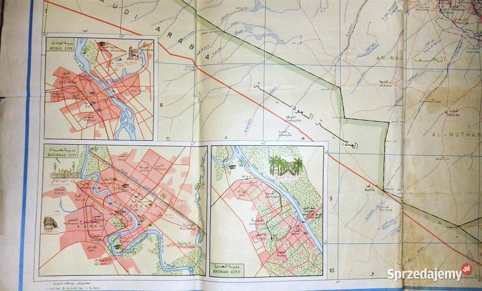 Irak oryginalna mapa Iraku z 1976 roku Pozostałe Chełm