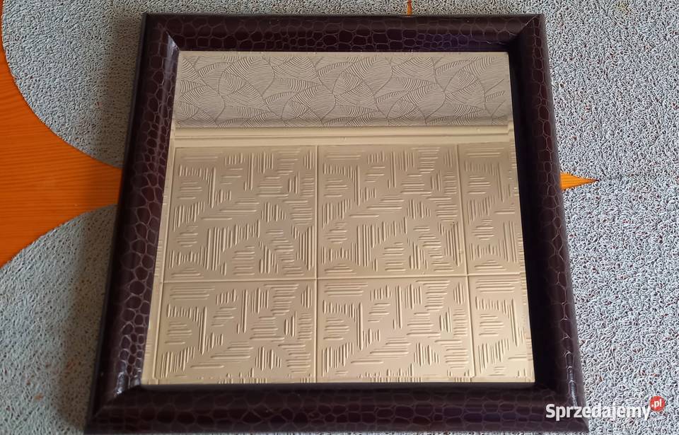 Lustro 36x36 w drewnianej ramie odcienie brązowego Małkinia Górna