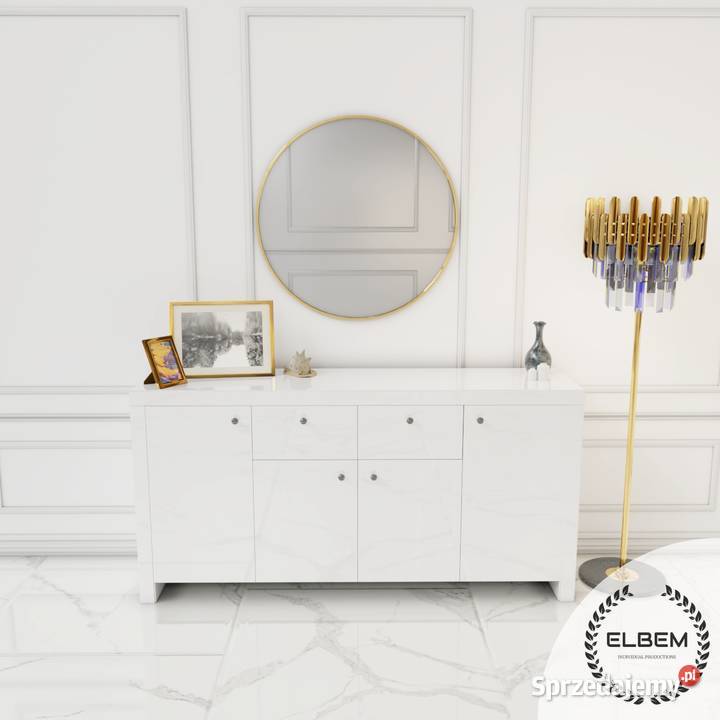 Szklana biała komoda w stylu Glamour Warszawa