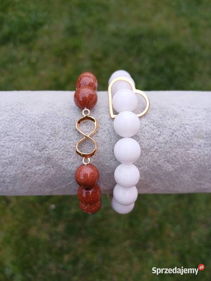 Bransoletka damska Agat biały z sercem Kielce