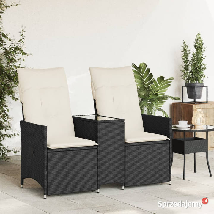 Rozkładana sofa ogrodowa 2 os ze stolikiem Krzesła ogrodowe