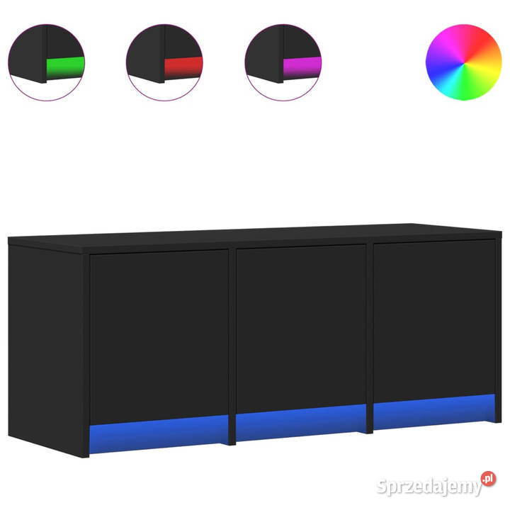 Szafka TV z LED czarna 97x34x40 materiał Warszawa