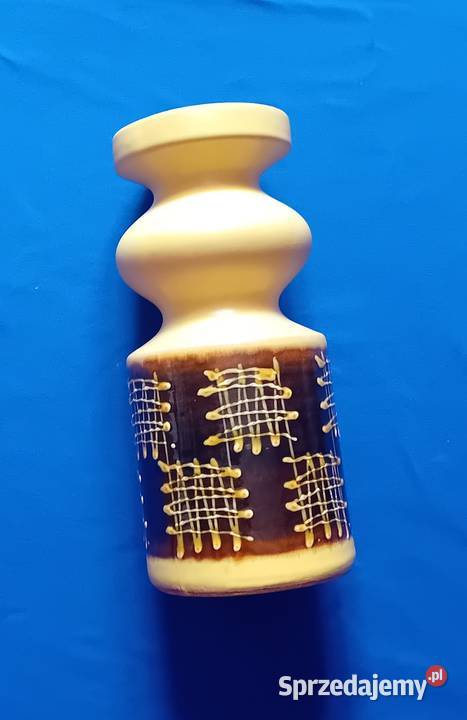 Ceramiczny wazon Strehla DDR 3077 A ręcznie wielkopolskie Koźminek