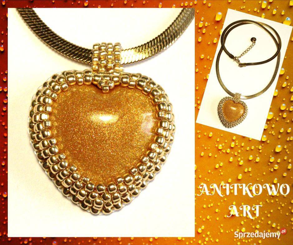 ZŁOTY WISIOREK Z ŻYWICĄ Naszyjniki sprzedam