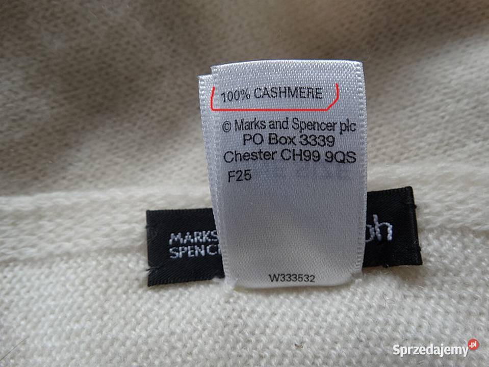Szalik Kaszmirowy 100 Kaszmir Kremowy Marks Łomża