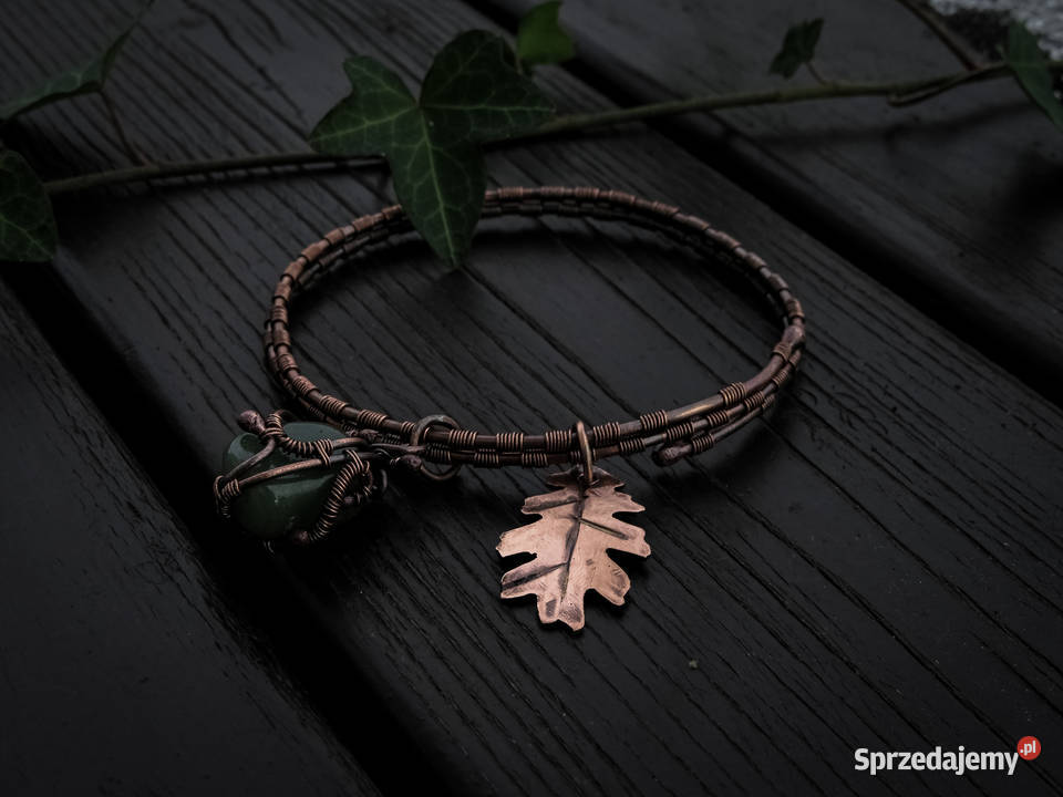 Unikatowa bransoletka liść dębu chalcedon Pozostałe Kraków