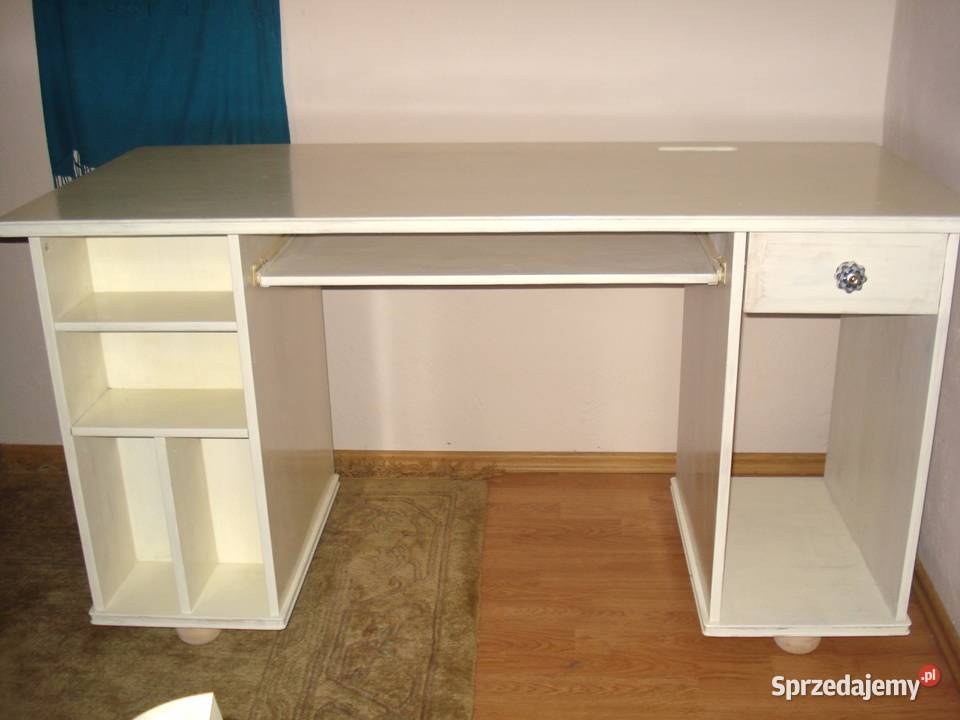 biurko z litego drewna sosnowe białe 140cm Tuliszków sprzedam