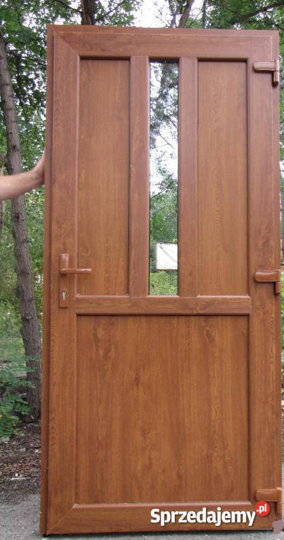 Wzmacniane nowe drzwi 100x210 z krótką szybą Kraków