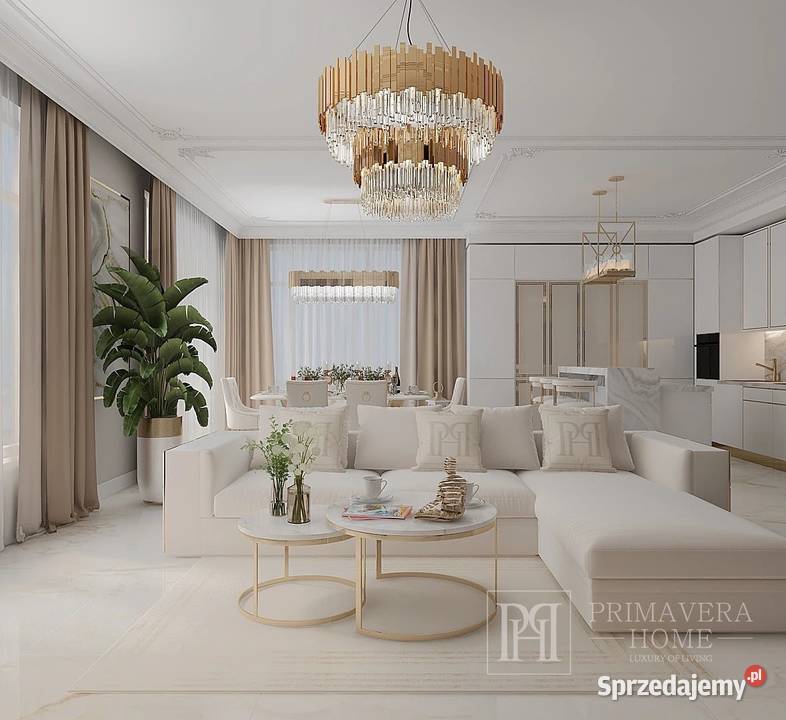 Narożnik glamour beżowy aksamitny do salonu Warszawa