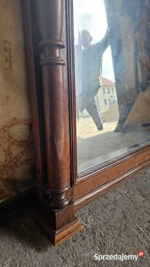 Duże lustro dębowe neorenesansowe rzeźbione dolnośląskie Wałbrzych sprzedam