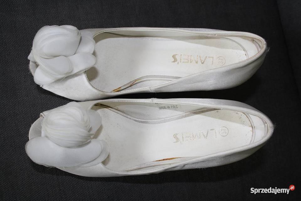 BUTY ślubne r 37 tkanina Blachownia