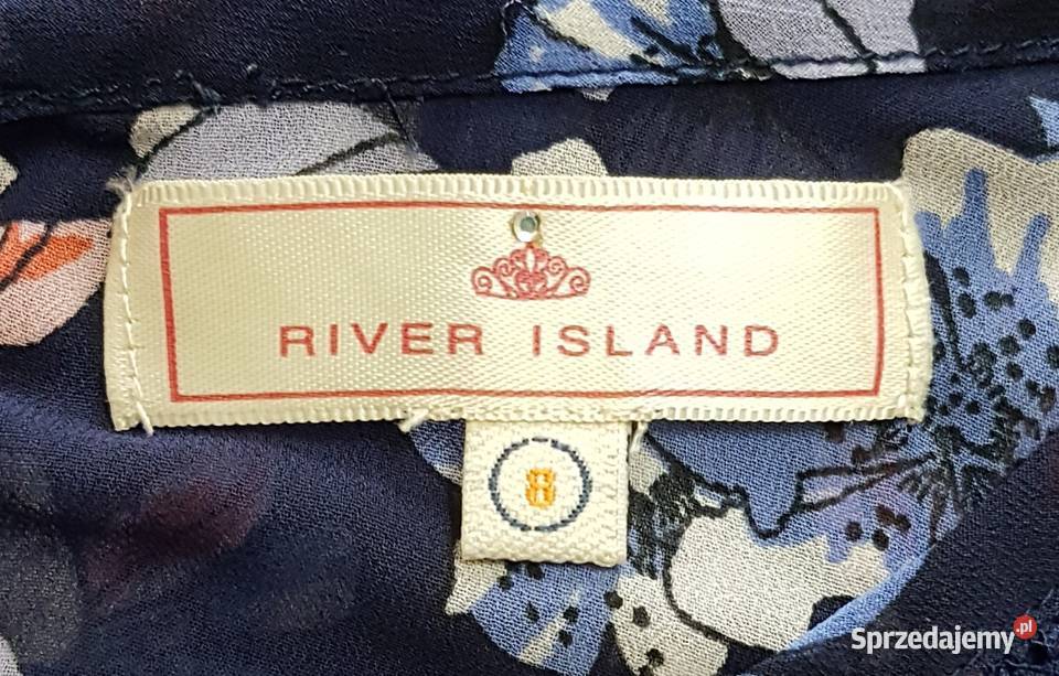 Damska bluzka granatowa w kwiaty z krótkim Chrzanów