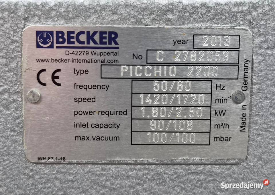 Pompa próżniowa Becker PICCHIO 2200 KVT CNC