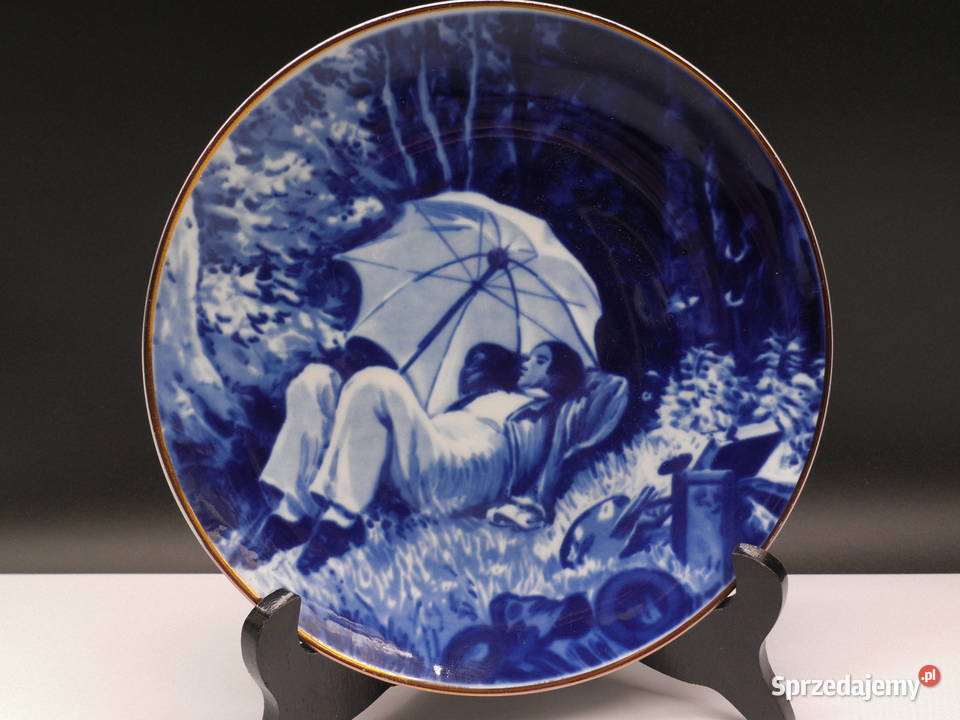 Kolekcjonerski talerz kobaltowy Wallendorf Raszków