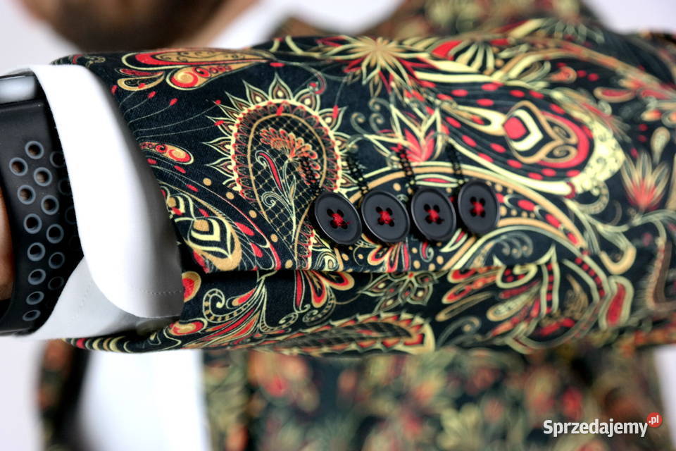 GIOVANNI PERA Marynarka Męska D612 paisley żółty/złoty Odzież codzienna wielkopolskie Ostrów Wielkopolski