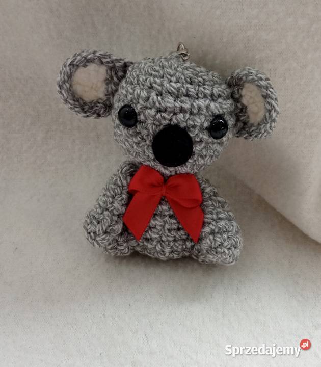 Miś koala wykonany na szydełku brelok zawieszka Łask