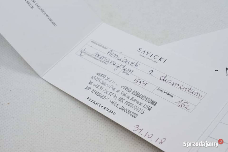 ZŁOTY PIERŚCIONEK ZDOBIONY SZMARAGDEM I Kołobrzeg sprzedam