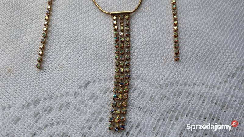 Stary angielski naszyjnik z kryształkami plus Ochojno