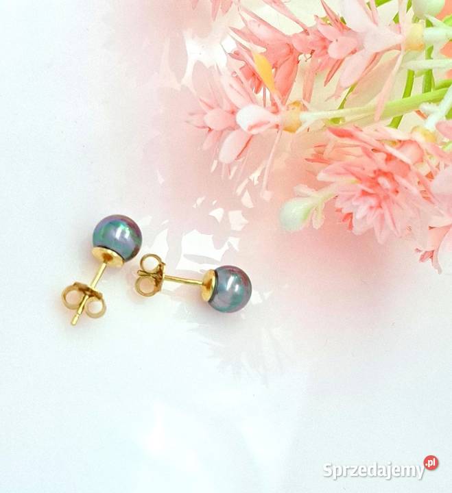 20 Kolczyki Złote pr585 Perełki 7 mm sztyft złote Poznań