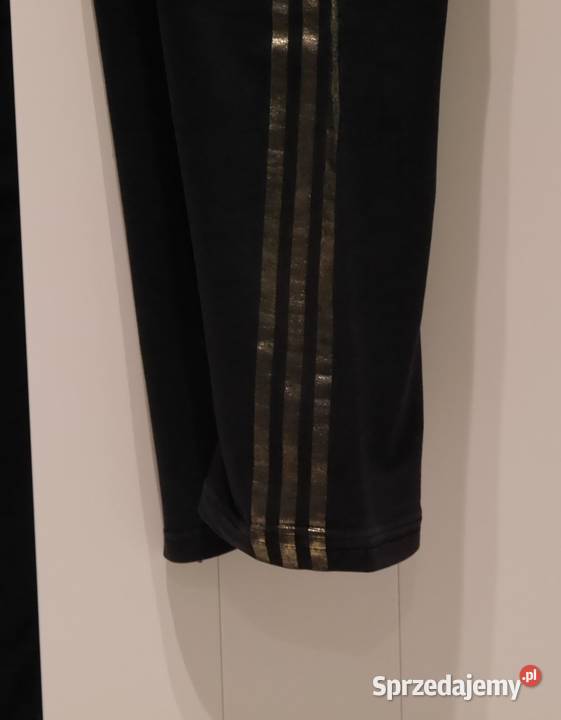 Adidas spodnie dresowe złote paski 116 6 lat+ Wrocław
