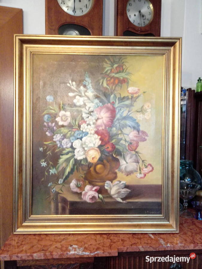 obraz olejny kwiaty na płótnie ręcznie malowany Piotrówek sprzedam