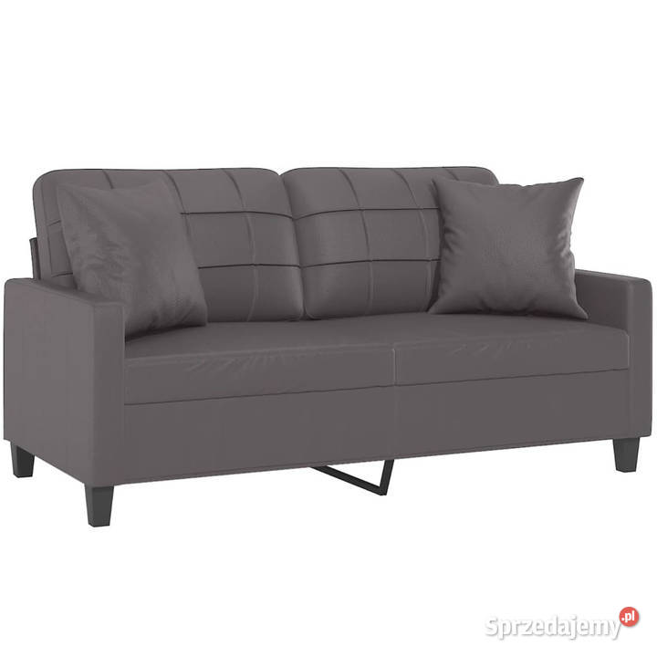 2osobowa sofa z poduszkami szara 140 sztuczna Warszawa