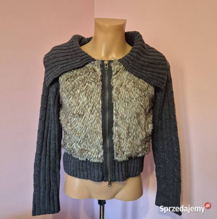 Sweter damski z futerkiem rozmiar L Brzesko