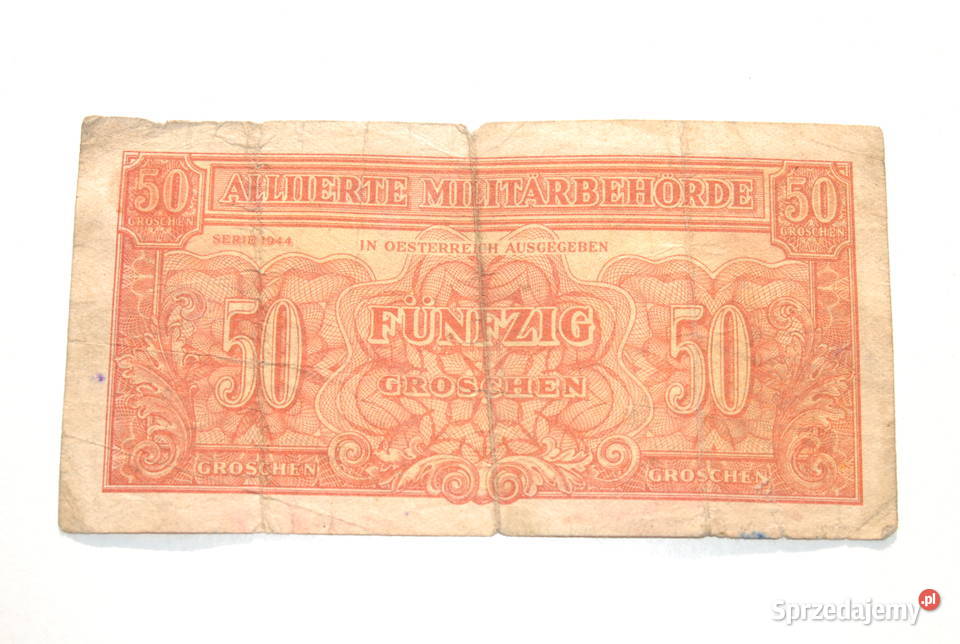 Stary banknot Austria okupacja 50 Groschen 1944 Cieszyn