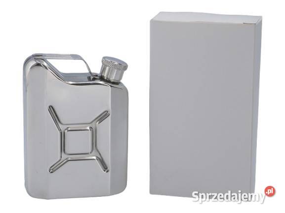 Srebrna Piersiówka w Kształcie Kanistra Stal Ostrowy nad Okszą