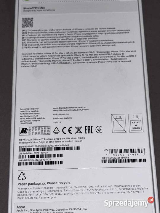 Iphone 17pro 1tb Falenty Nowe