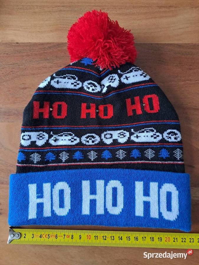 Czapka led HoHoHo niebieska z czerwonym pomponem Uniseks mazowieckie Warszawa
