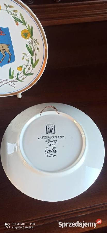 Talerz z herbami miast szwedzkich Gefle Sweden Gdańsk