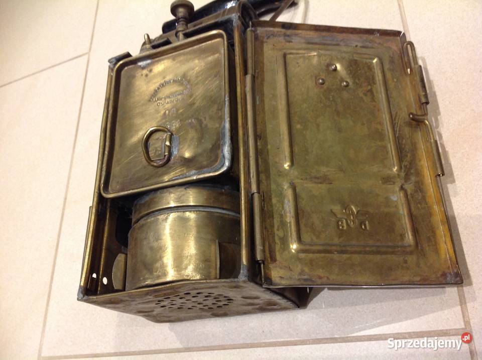Stara Lampa Mosiężna Karbidowa Sygnowana Nowa Sól