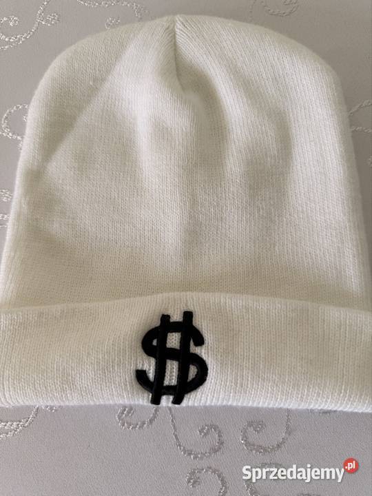 Czapka Zimowa Biała z Logo Dolara Streetwear śląskie Czerwionka-Leszczyny