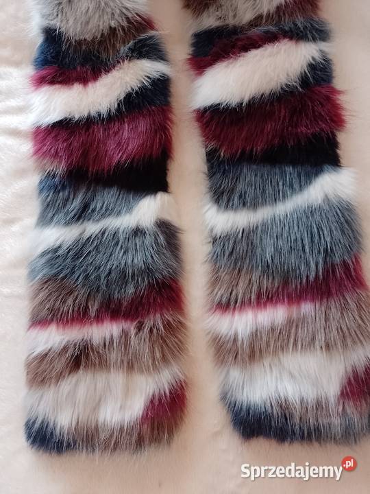 ZARA Ekskluzywny długi Futrzany kołnierz szal