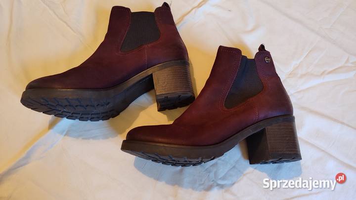 Bordowe zamszowe skórzane botki Lasocki r 41