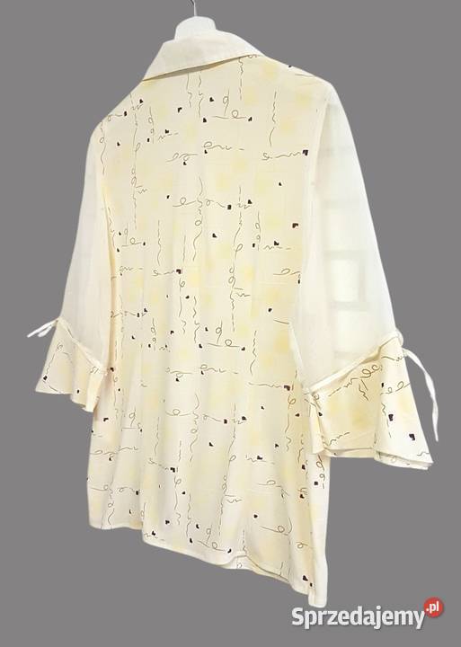 Damska bluzka wzorzysta żółta krótki rękawów