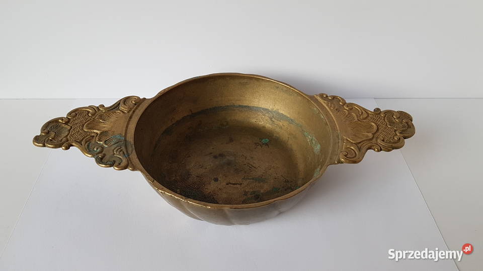 Stara mosiężna miska misa z uszami stare Dąbrowa Górnicza