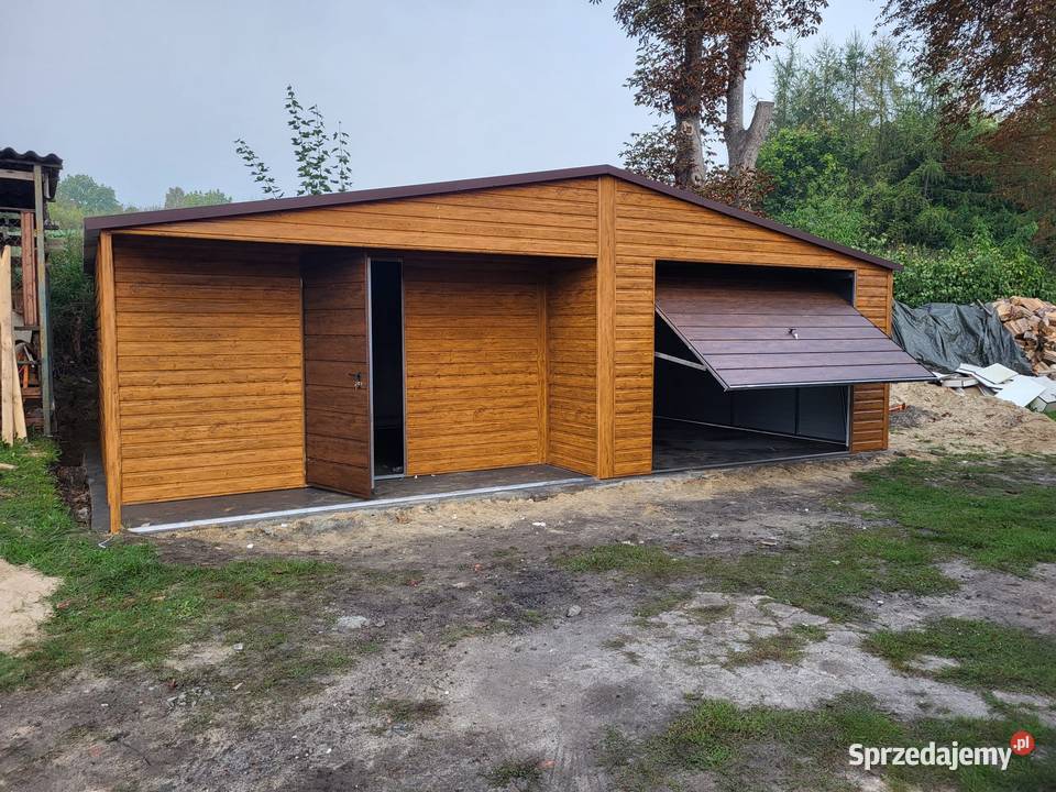 Garaż Blaszany drewnopodobny 75x5 z wnęką Poznań