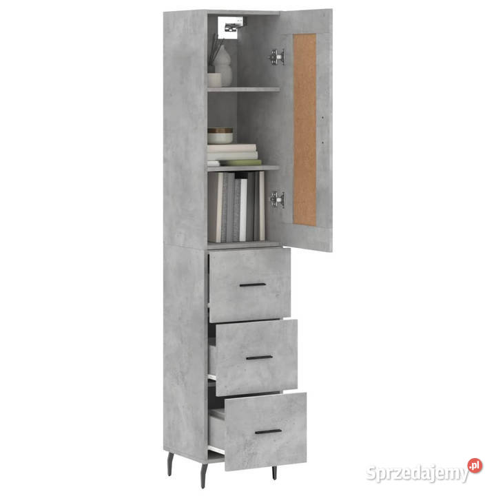 Wysoka szafka szarość betonu 345x34x180 mazowieckie Warszawa