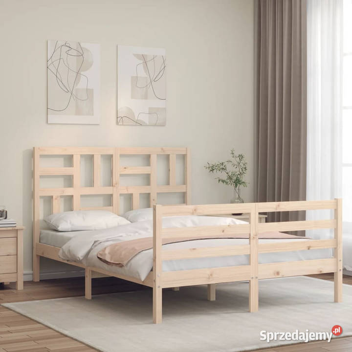 Rama łóżka z wezgłowiem lite drewno 140x200 Łóżka mazowieckie Warszawa