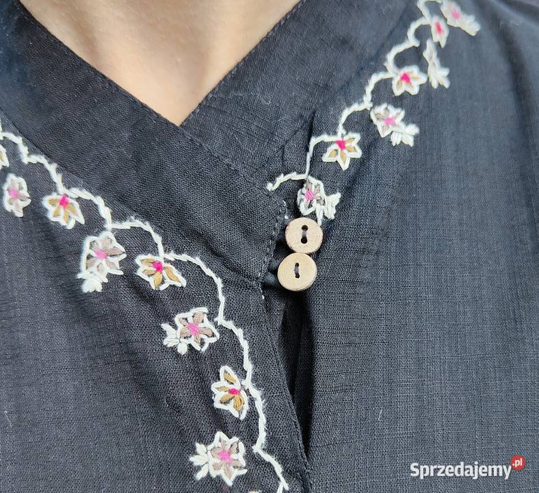 Orientalna czarna suknia tunika S 36 bawełna Szczecin