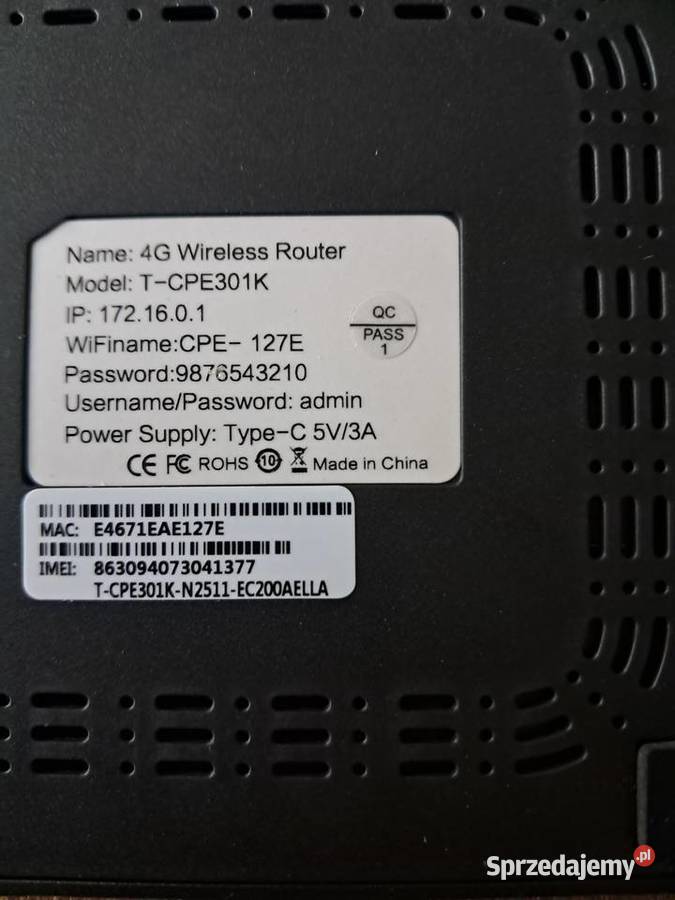 nowy router 4G LTE model Tcpe301k uszkodzone Sandomierz