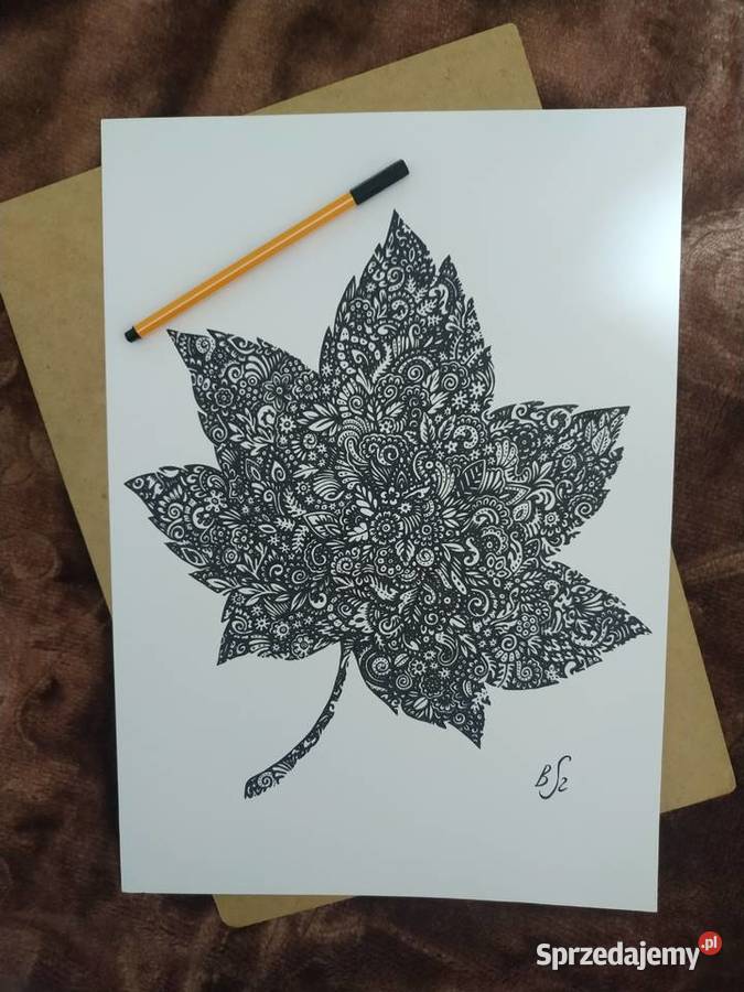 Rysunek liść cienkopis blok t A3 250 gm2 Warszawa