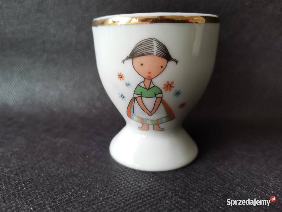 Stary nieużywany jajecznik Jacek i Agatka Porcelana i szkło śląskie